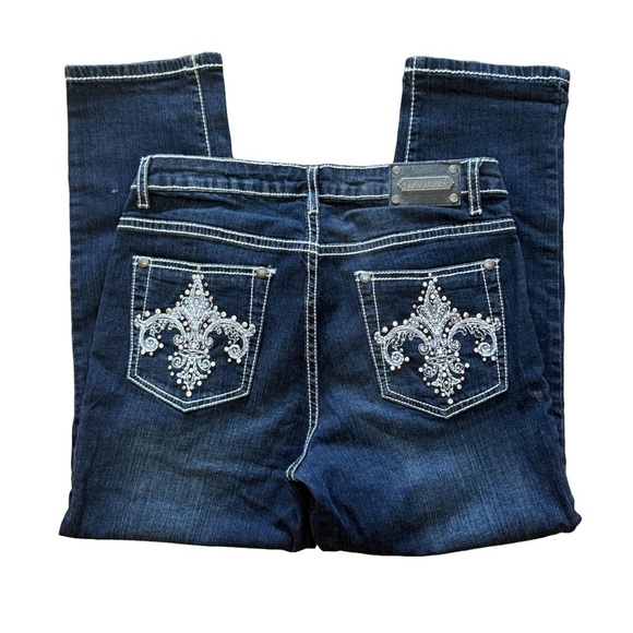 TRU LUXE✨ Women’s Mid-Rise Embellished Capri Jeans 💎🌟👡 Size 8 - Picture 6 of 15
